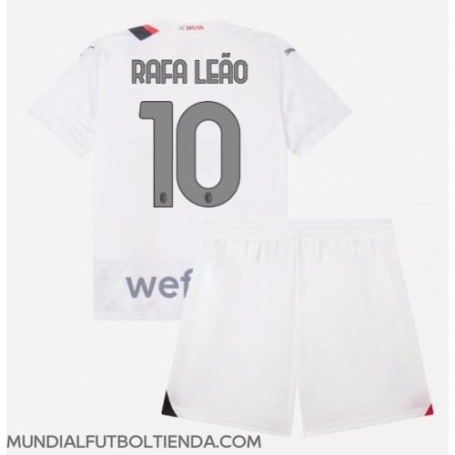 Camiseta AC Milan Rafael Leao #10 Segunda Equipación Replica 2023-24 para niños mangas cortas (+ Pantalones cortos)